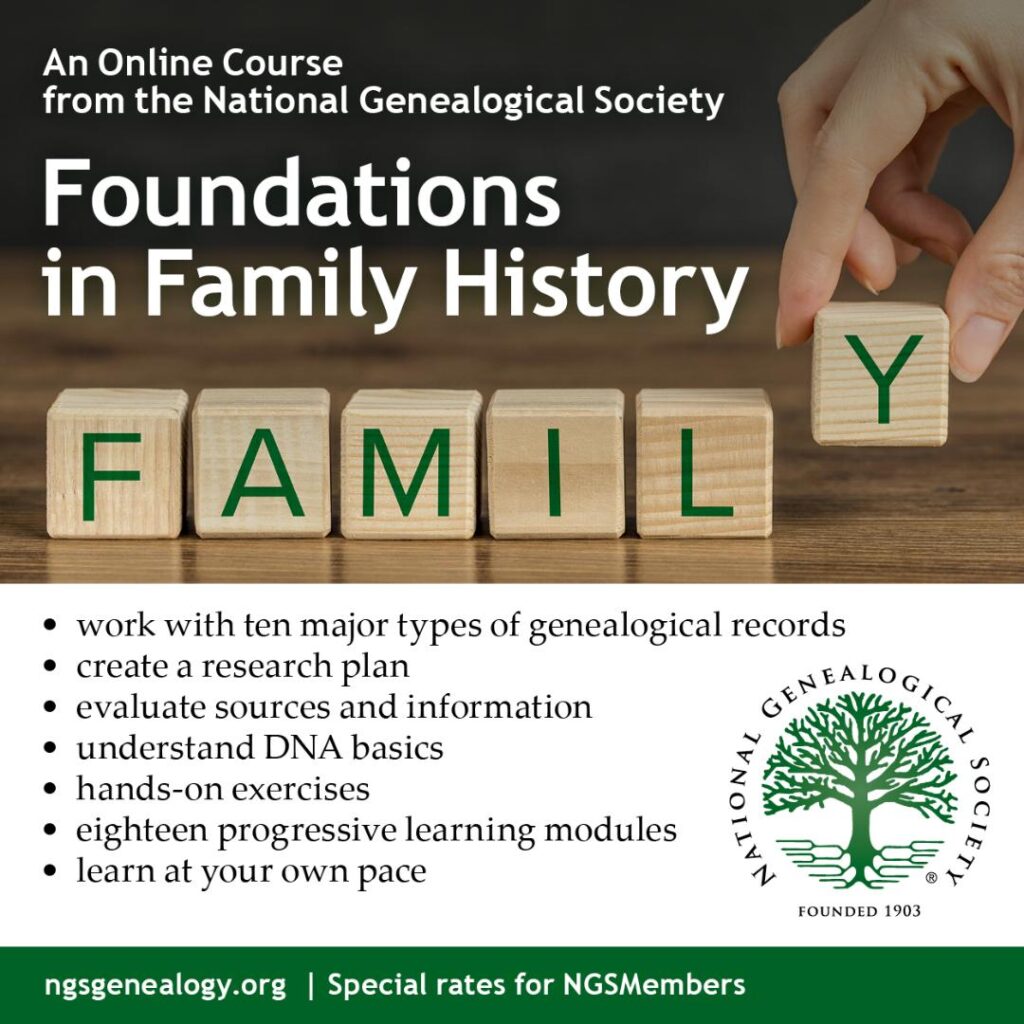 Family History course from the National Genealogical Society